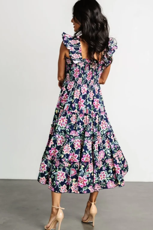 Tatum Smocked Tiered Dress | Navy Multi