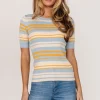 Teagan Striped Top | Blue + Orange
