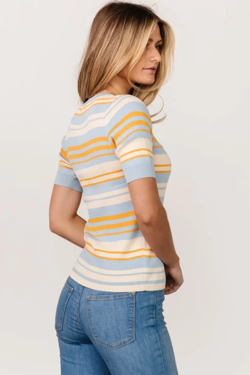 Teagan Striped Top | Blue + Orange