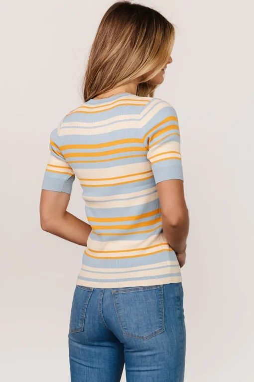 Teagan Striped Top | Blue + Orange