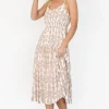 Thebes Tank Midi Dress | Taupe Print