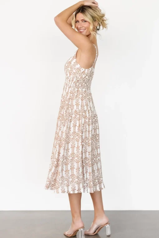 Thebes Tank Midi Dress | Taupe Print