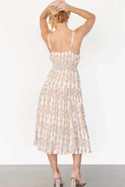 Thebes Tank Midi Dress | Taupe Print