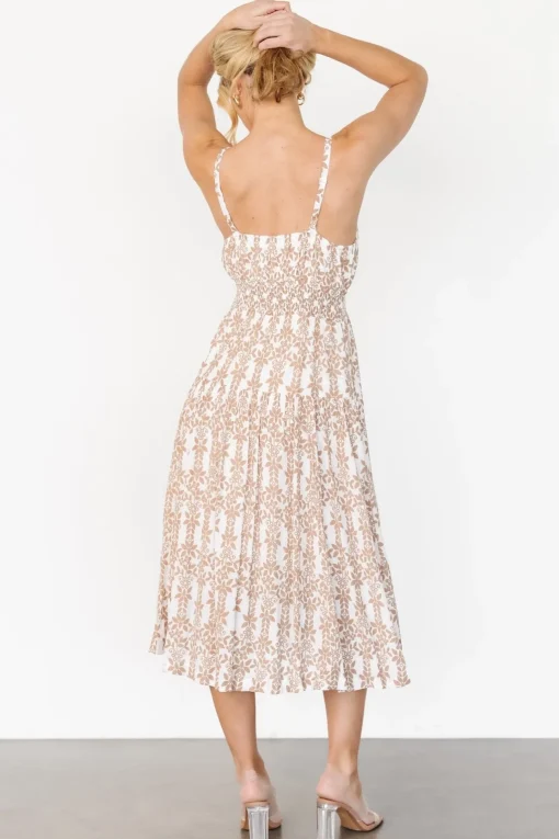 Thebes Tank Midi Dress | Taupe Print