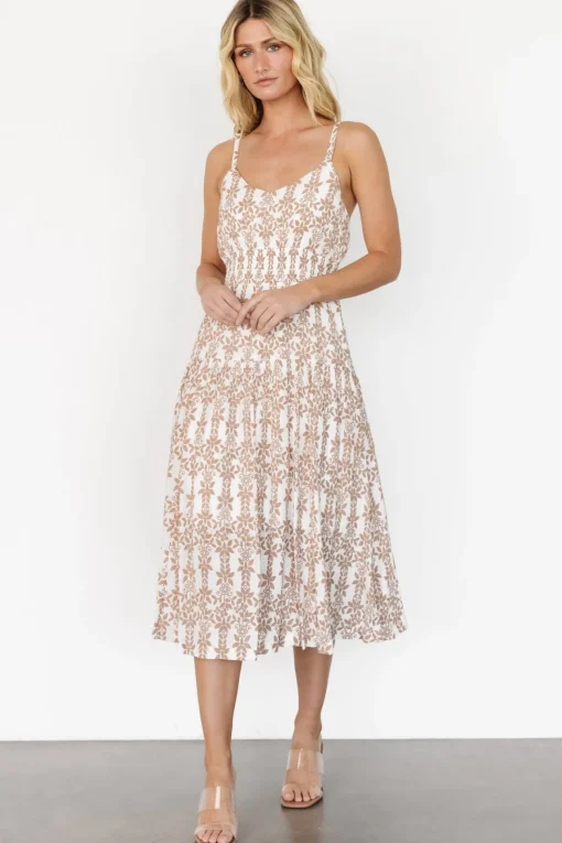 Thebes Tank Midi Dress | Taupe Print