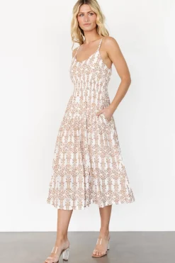 Thebes Tank Midi Dress | Taupe Print