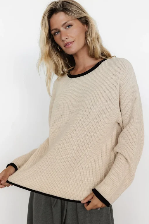 Tiffany Knit Sweater | Cream + Black