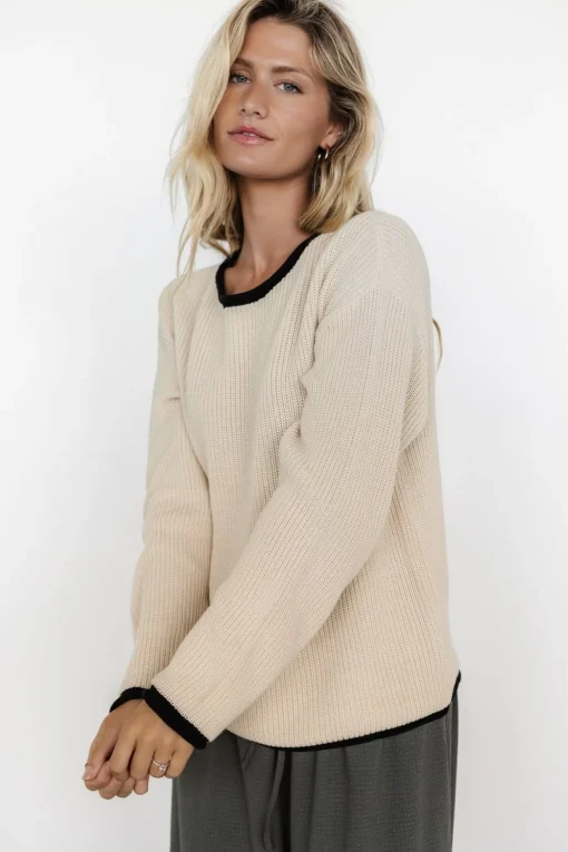 Tiffany Knit Sweater | Cream + Black