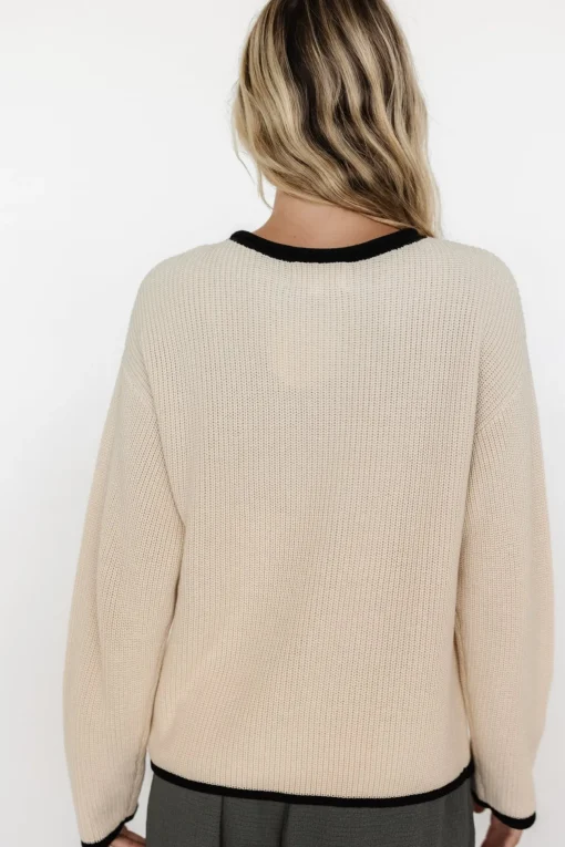 Tiffany Knit Sweater | Cream + Black