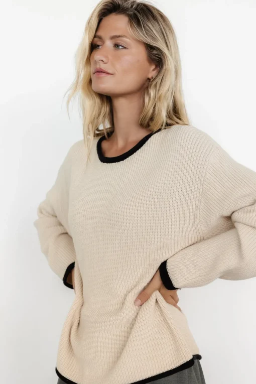 Tiffany Knit Sweater | Cream + Black