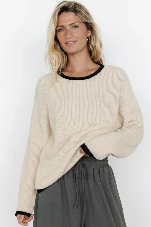 Tiffany Knit Sweater | Cream + Black