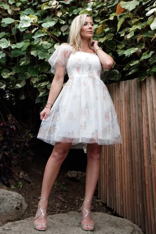 Tivoli Tulle Short Dress | White Multi