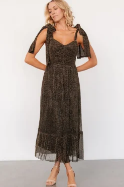 Tosha Shimmer Tank Dress | Black + Gold