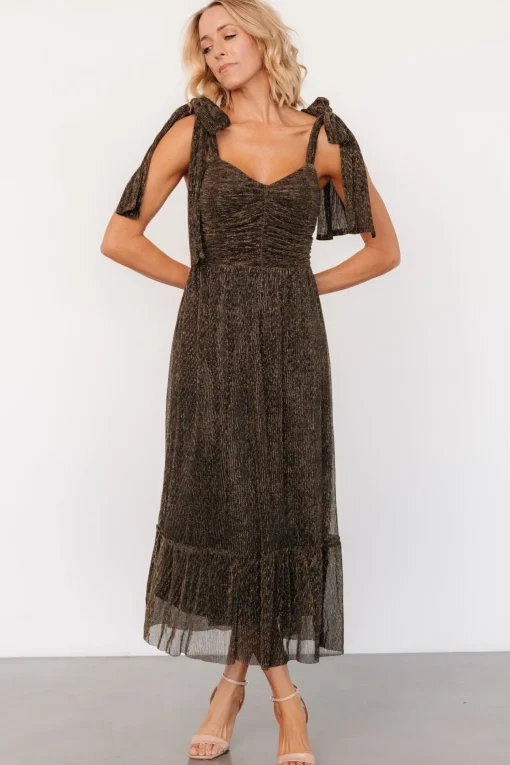 Tosha Shimmer Tank Dress | Black + Gold