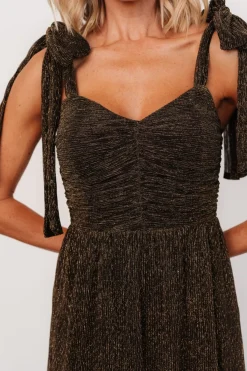 Tosha Shimmer Tank Dress | Black + Gold