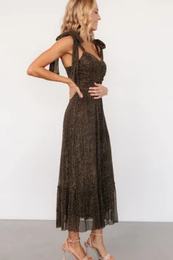 Tosha Shimmer Tank Dress | Black + Gold