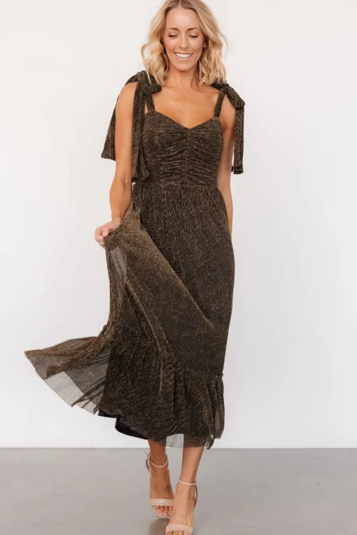 Tosha Shimmer Tank Dress | Black + Gold