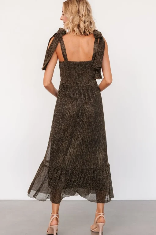 Tosha Shimmer Tank Dress | Black + Gold
