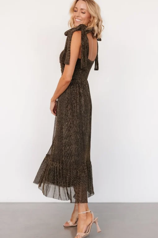 Tosha Shimmer Tank Dress | Black + Gold
