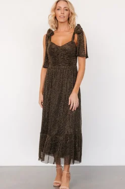 Tosha Shimmer Tank Dress | Black + Gold