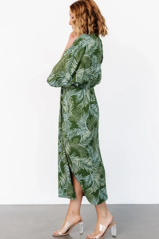 Tula Kimono Dress | Green + Blue Print