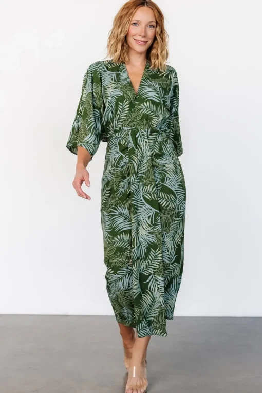 Tula Kimono Dress | Green + Blue Print