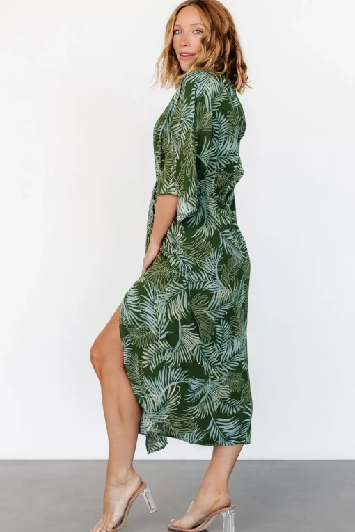 Tula Kimono Dress | Green + Blue Print