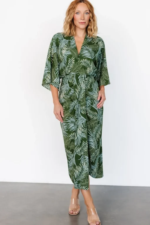 Tula Kimono Dress | Green + Blue Print