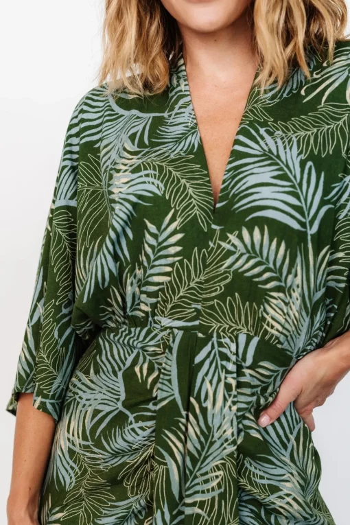 Tula Kimono Dress | Green + Blue Print