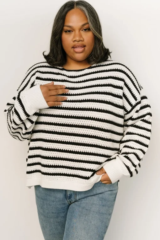Valeria Knit Sweater | Black + Ivory