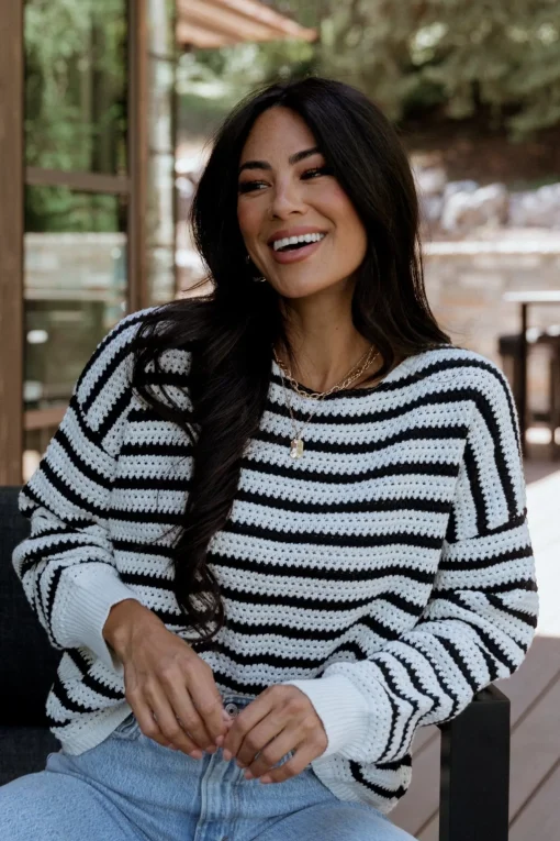 Valeria Knit Sweater | Black + Ivory