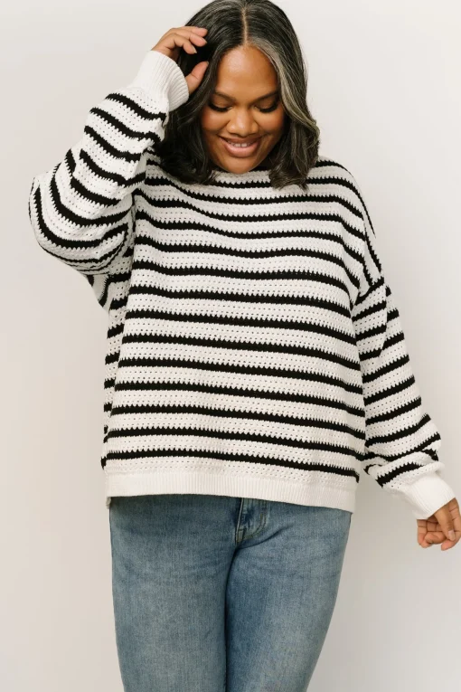 Valeria Knit Sweater | Black + Ivory