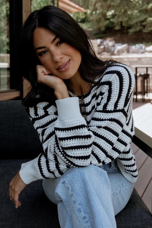 Valeria Knit Sweater | Black + Ivory