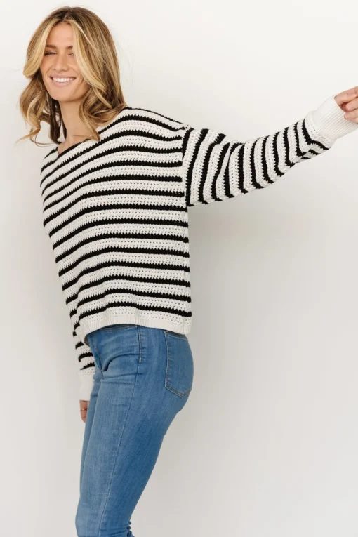 Valeria Knit Sweater | Black + Ivory