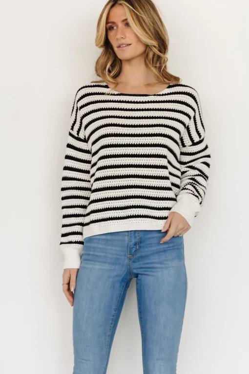 Valeria Knit Sweater | Black + Ivory