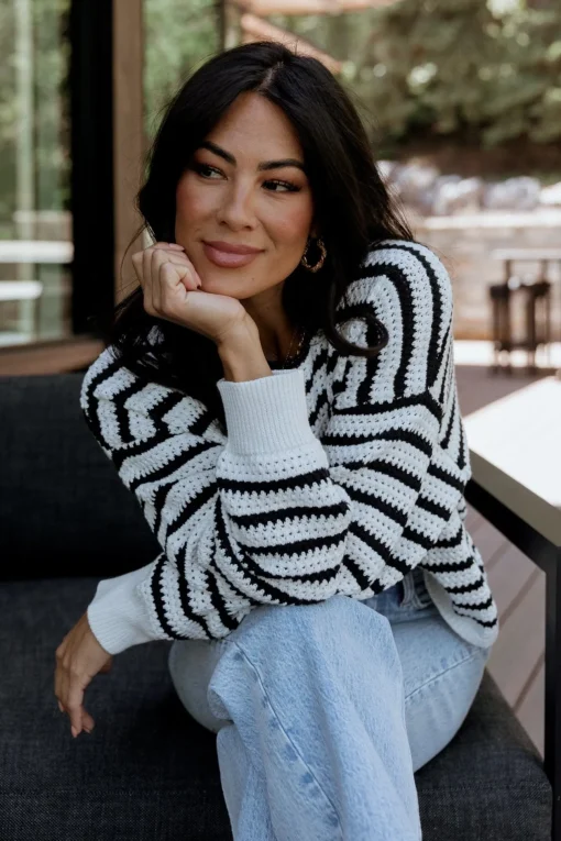 Valeria Knit Sweater | Black + Ivory