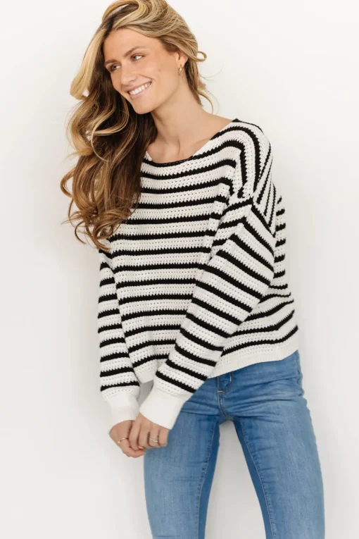 Valeria Knit Sweater | Black + Ivory