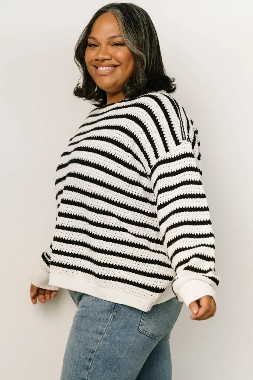 Valeria Knit Sweater | Black + Ivory