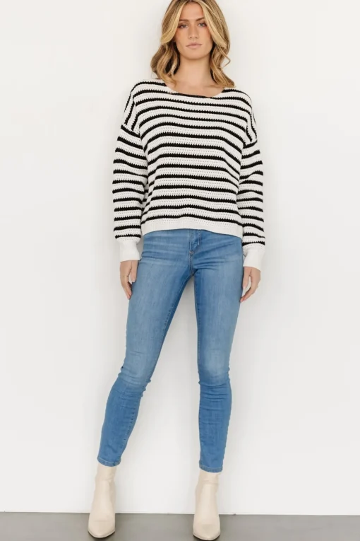 Valeria Knit Sweater | Black + Ivory