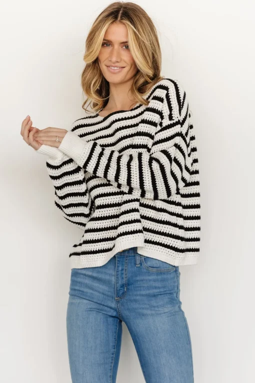 Valeria Knit Sweater | Black + Ivory
