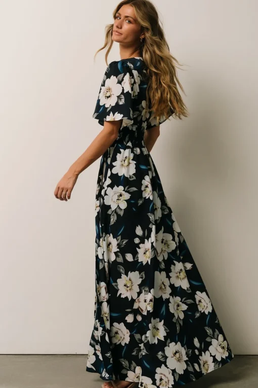 Verona Smocked Maxi Dress | Navy + White Floral