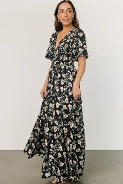 Verona Smocked Maxi Dress | Black Floral