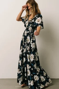 Verona Smocked Maxi Dress | Navy + White Floral