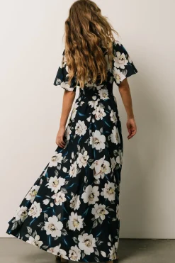 Verona Smocked Maxi Dress | Navy + White Floral