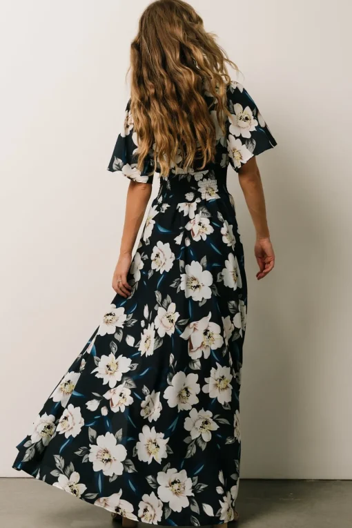 Verona Smocked Maxi Dress | Navy + White Floral