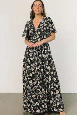 Verona Smocked Maxi Dress | Black Floral