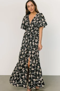 Verona Smocked Maxi Dress | Black Floral