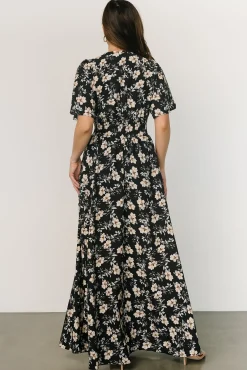 Verona Smocked Maxi Dress | Black Floral