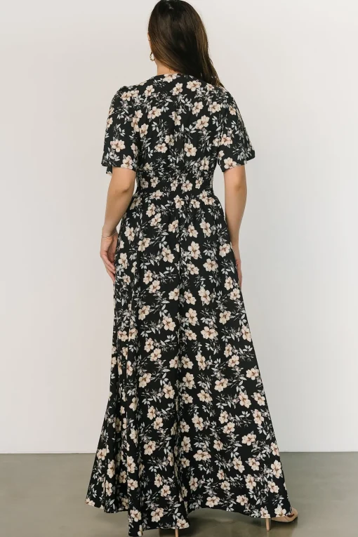 Verona Smocked Maxi Dress | Black Floral