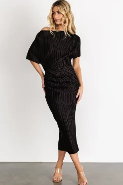 Winslow Pleated Midi Dress | Black